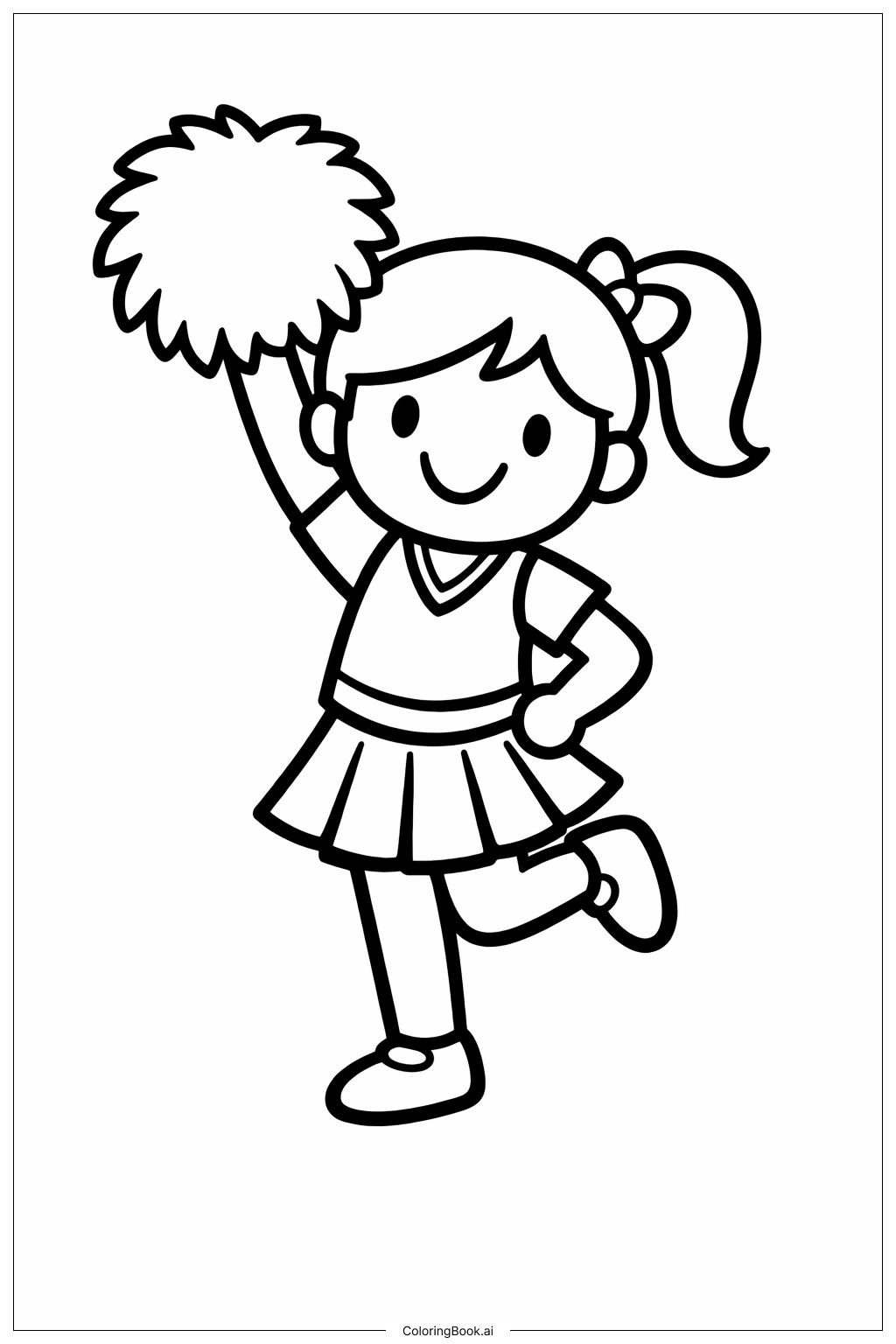 Page de coloriage Pom-pom girl avec pom-pom levé