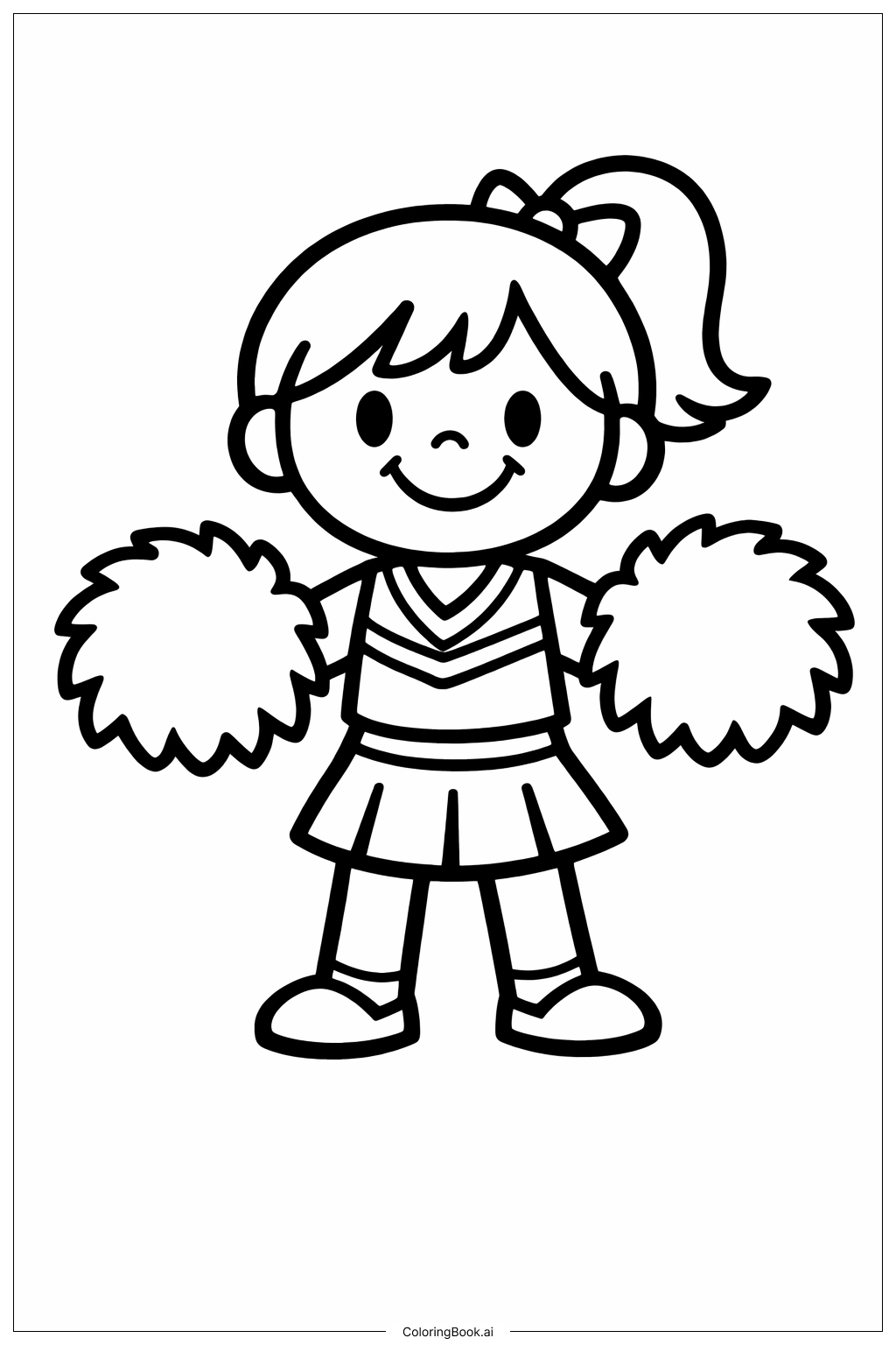 侧边彩球拉拉队员填色页