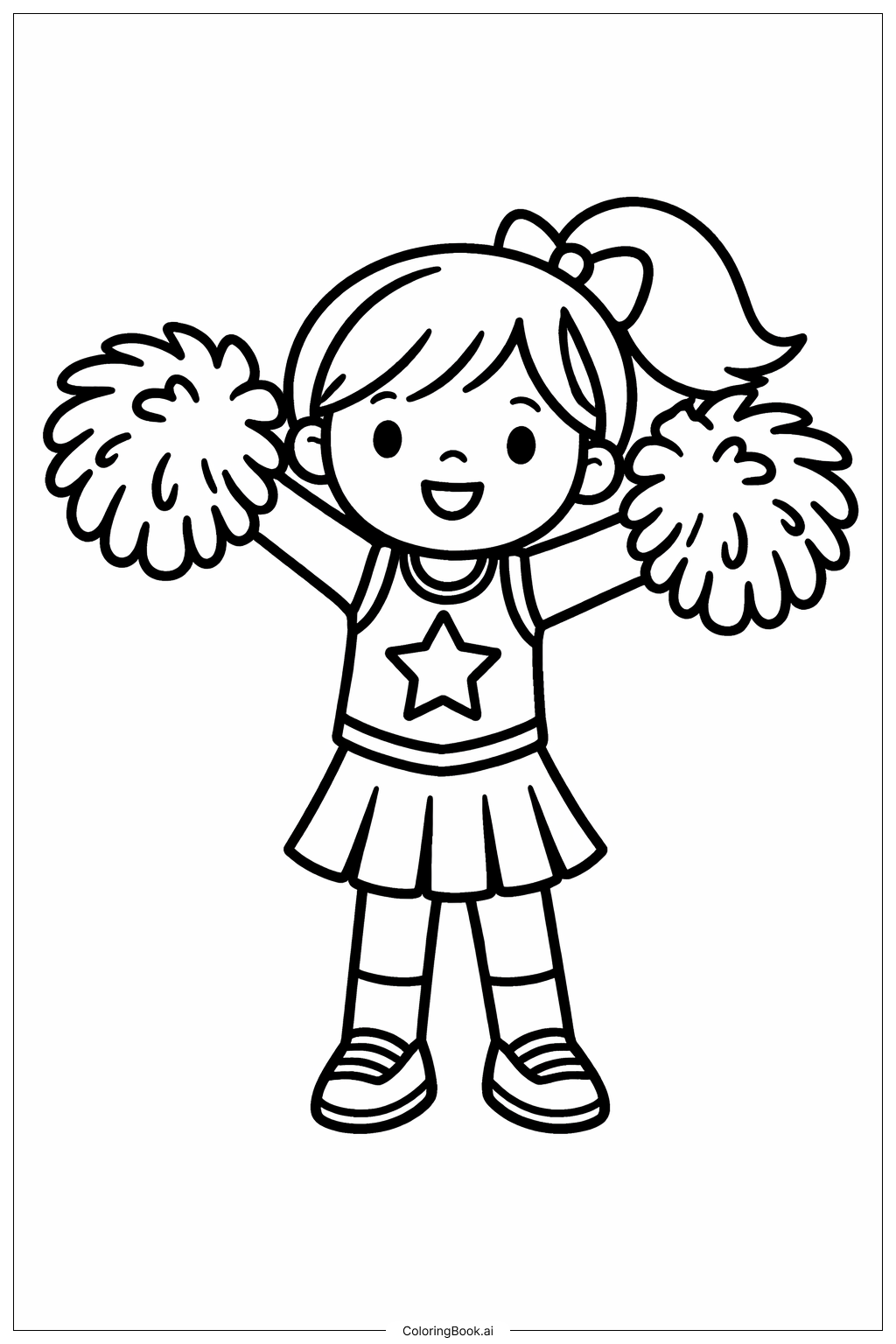 Page de coloriage Pom-pom girl avec insigne étoile