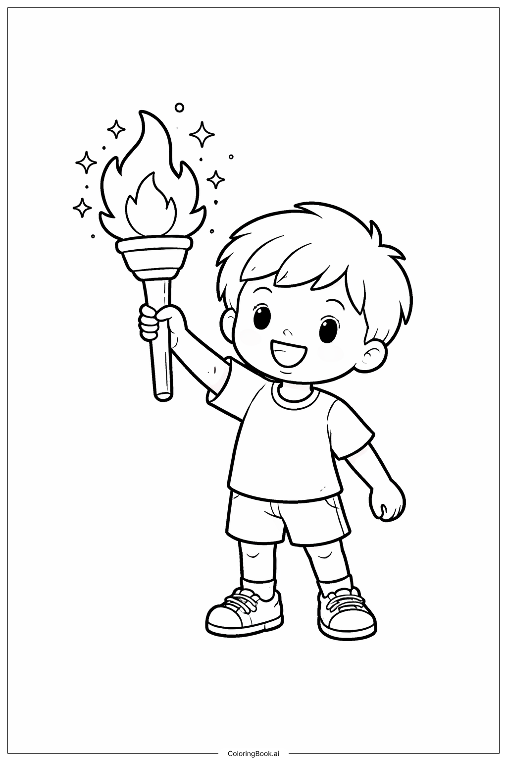  Page de coloriage Enfant tenant une torche de la liberté dessin Mois de l'histoire des Noirs 