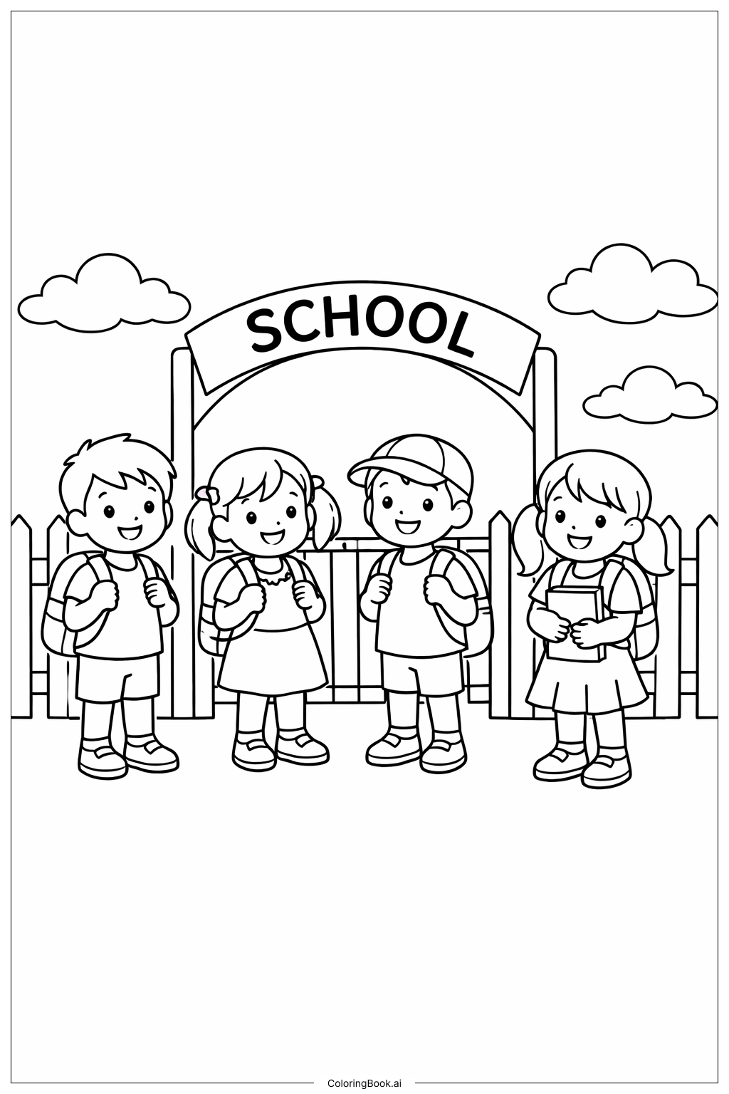  Kinder am Schultor Ausmalseite 