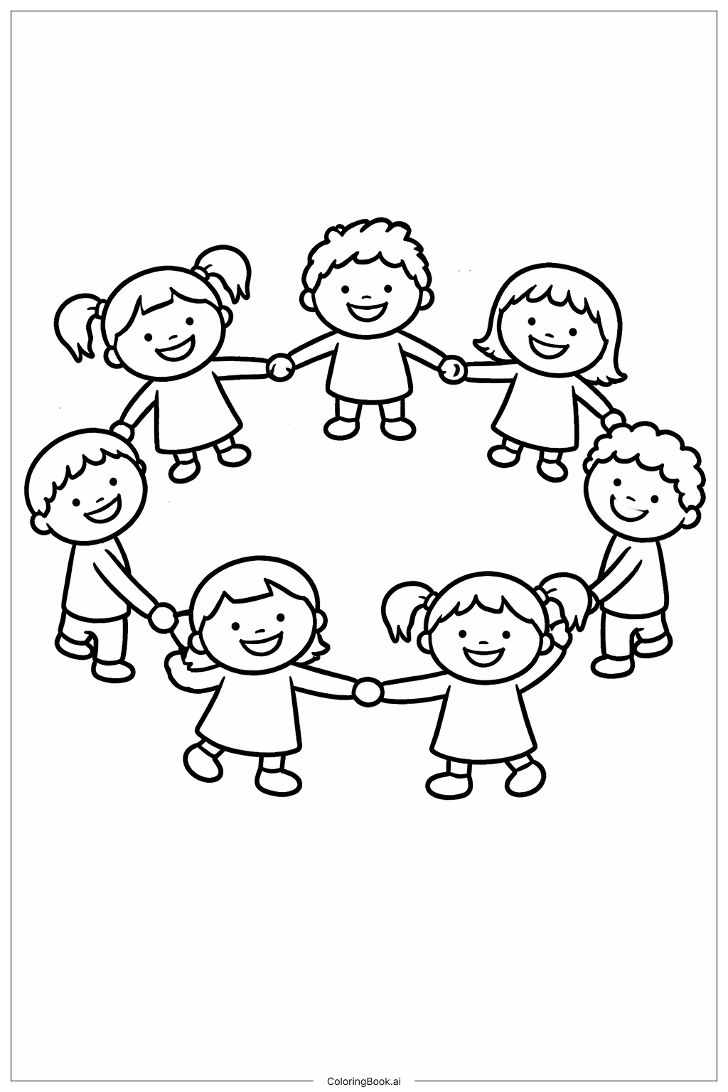  Page de coloriage Enfants se tenant la main Mois de l'histoire des Noirs 