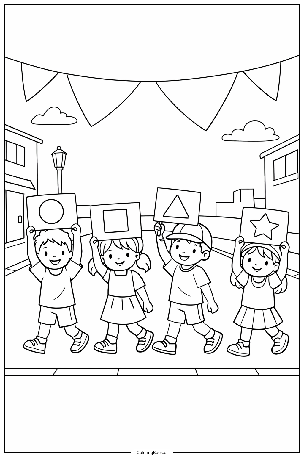  Page de coloriage Enfants défilant pacifiquement Mois de l'histoire des Noirs 