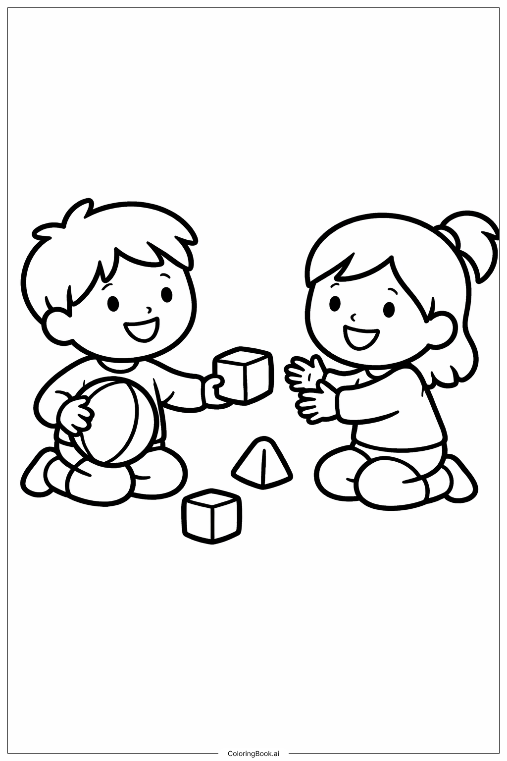  Page de coloriage Enfants partageant des jouets Mois de l'histoire des Noirs 