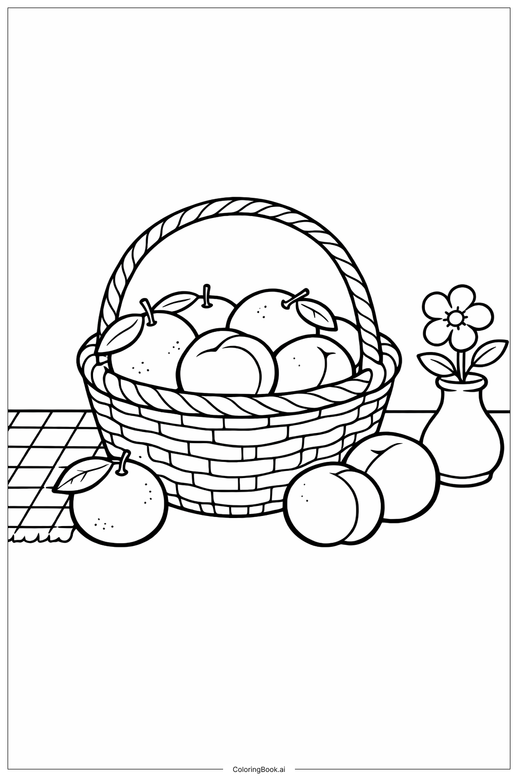 Chinesischer Neujahrs Glücksfrüchtekorb 2026 Ausmalseite