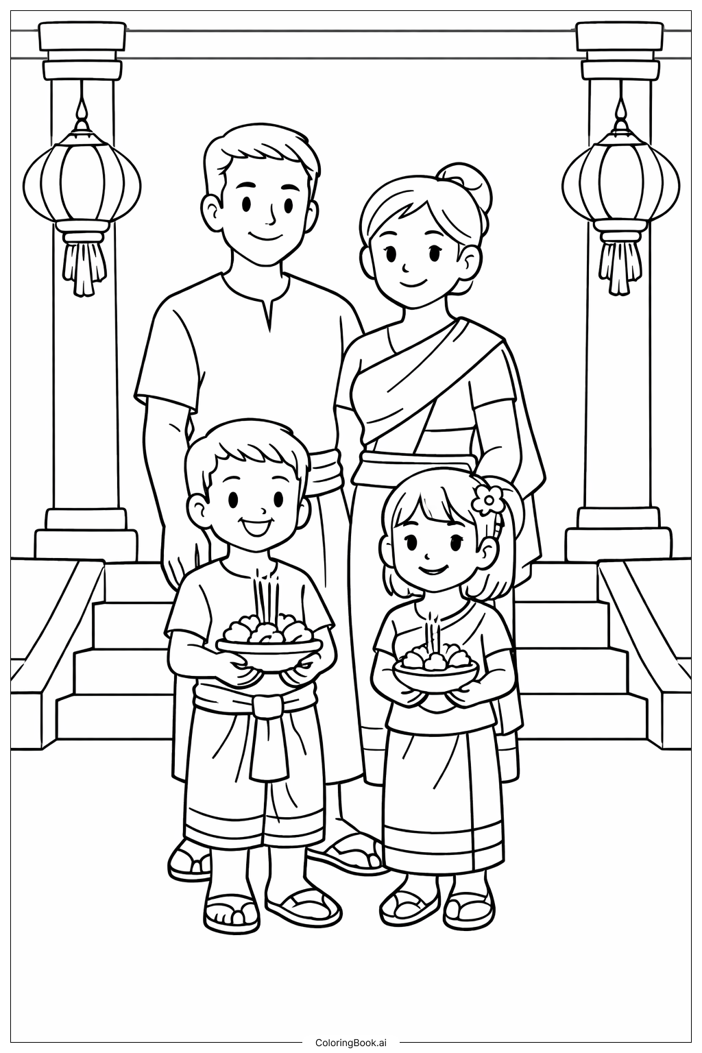  2026년 설날 사찰 방문 색칠공부 페이지 