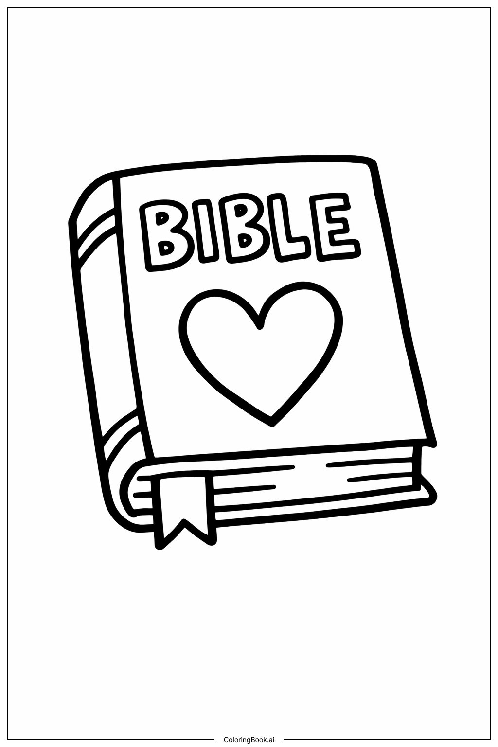 Page de coloriage Bible chrétienne avec cœur