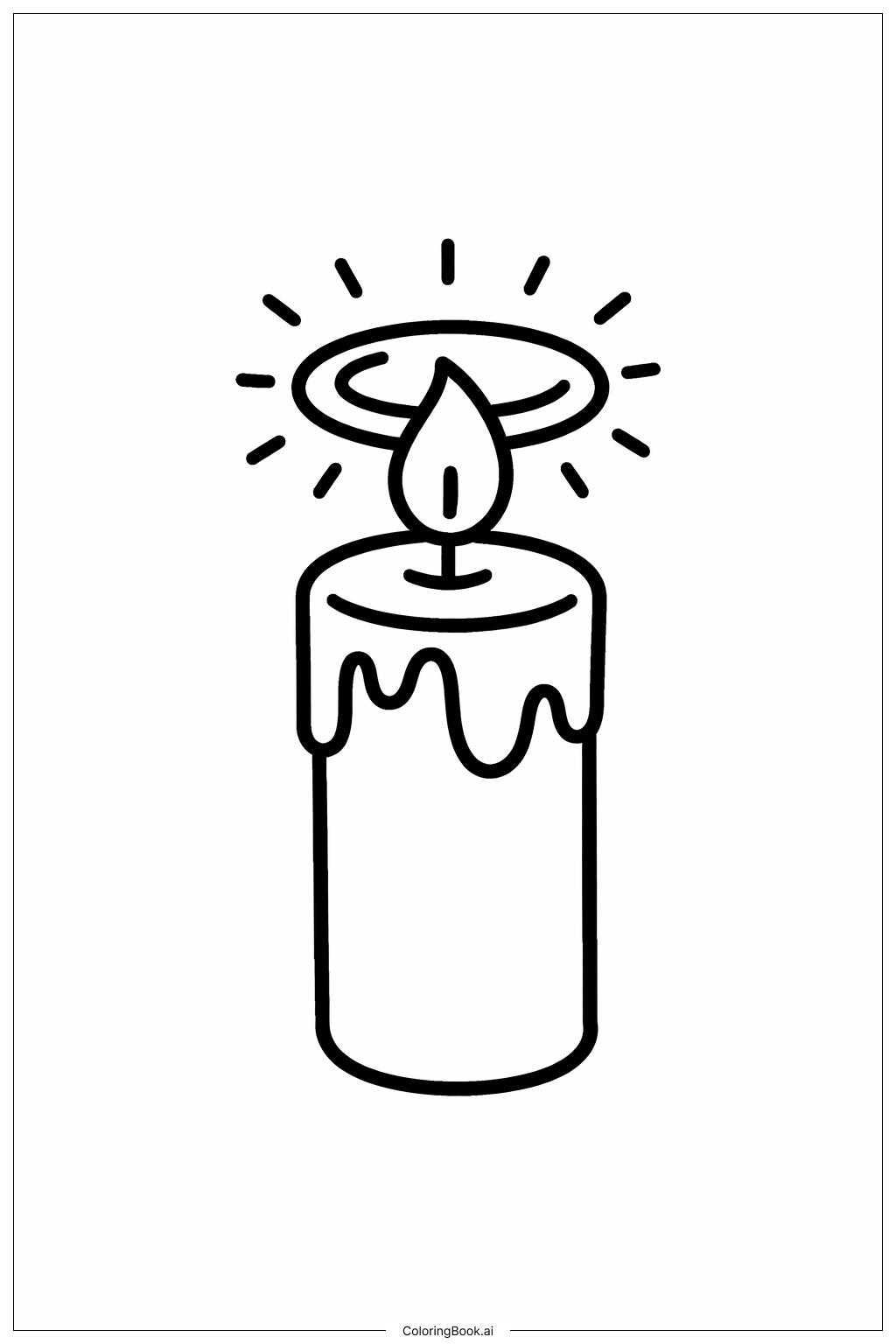 Page de coloriage Bougie Chrétienne avec Halo