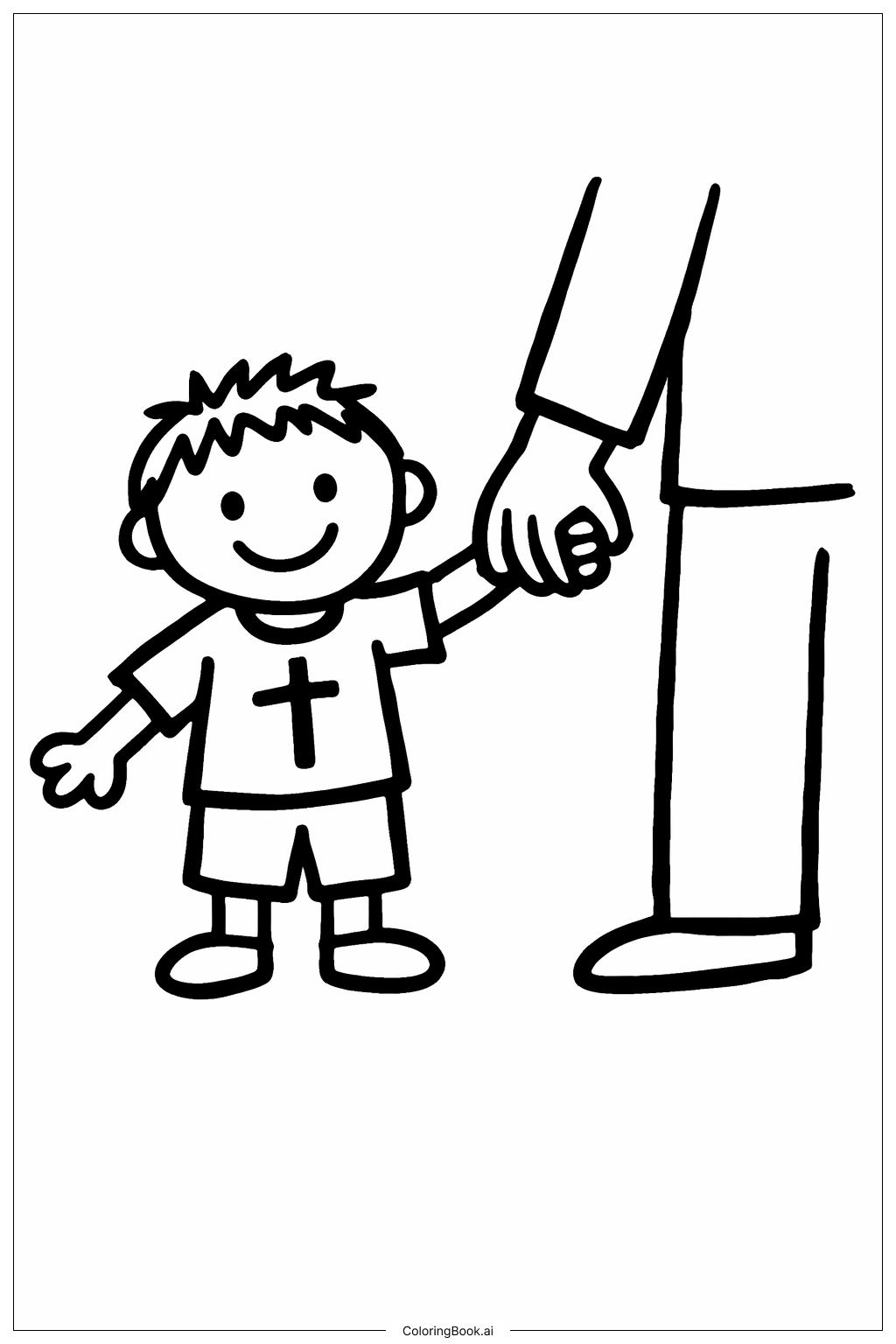 Page de coloriage Enfant chrétien se tenant la main