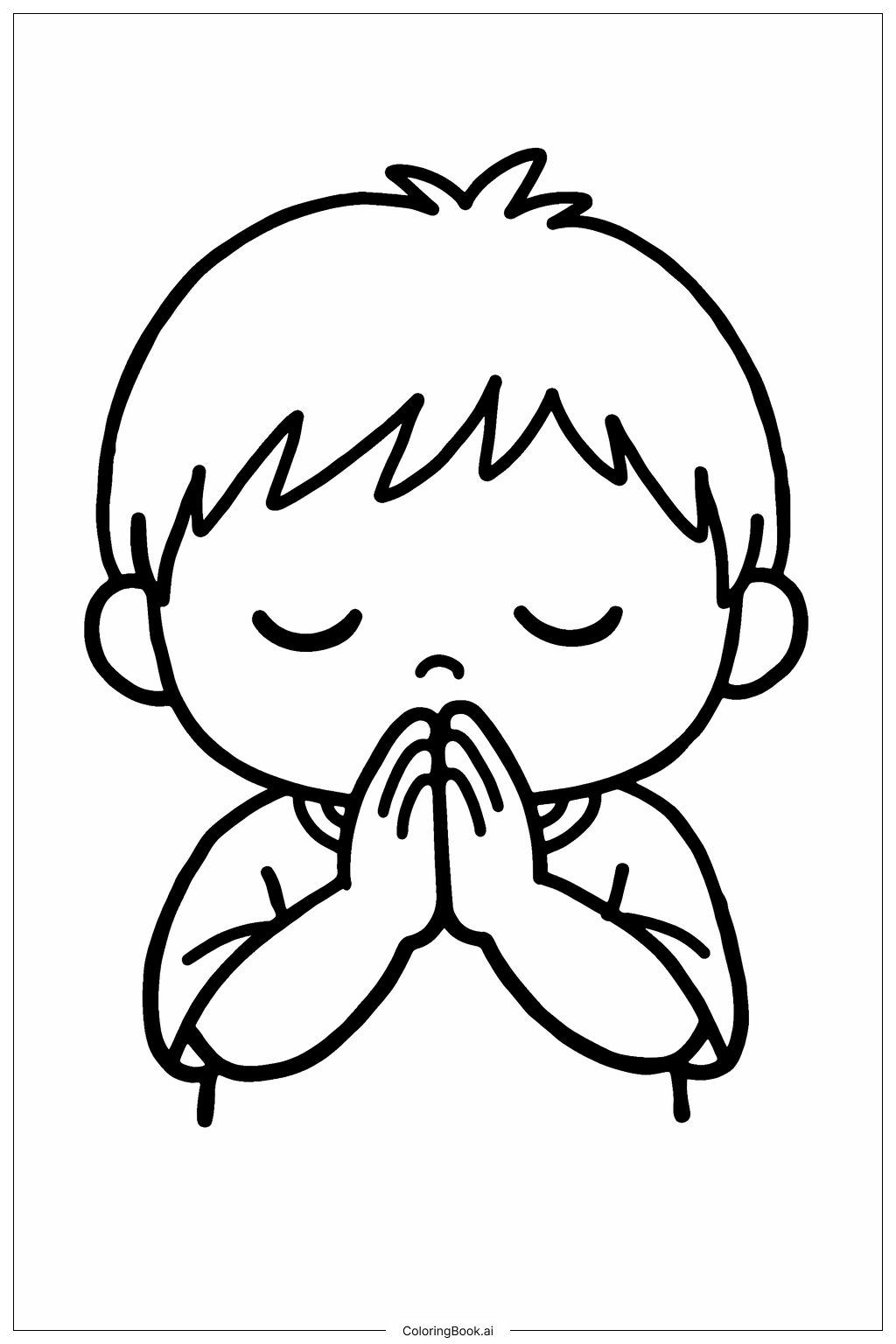 Page de coloriage Enfant chrétien en prière