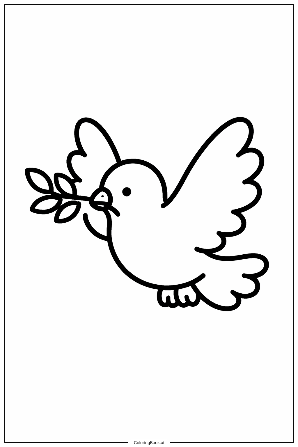 Page de coloriage Colombe chrétienne avec branche d'olivier
