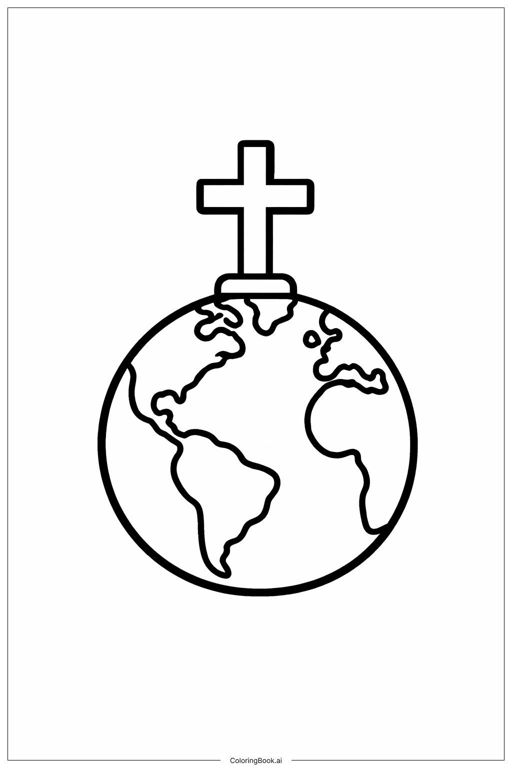 Page de coloriage Globe chrétien avec croix