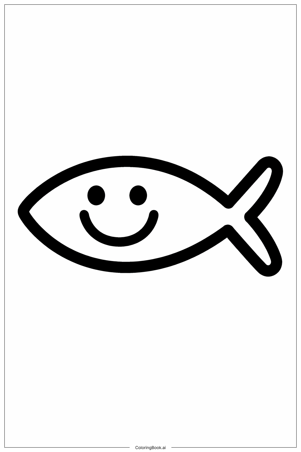 Page de coloriage Symbole de Poisson Chrétien Heureux