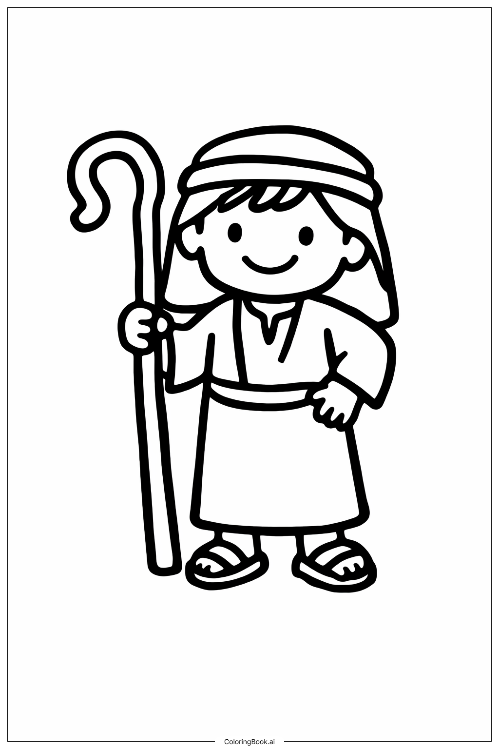 Page de coloriage Enfant Berger Chrétien