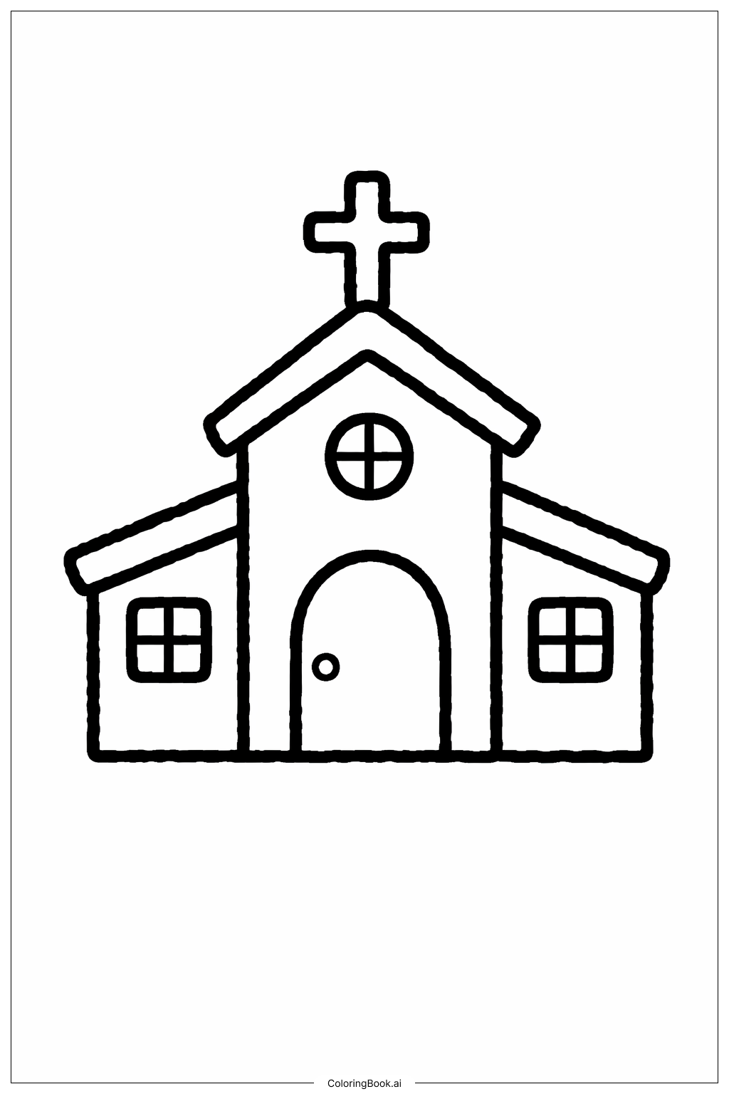 Page de coloriage Église Chrétienne Simple