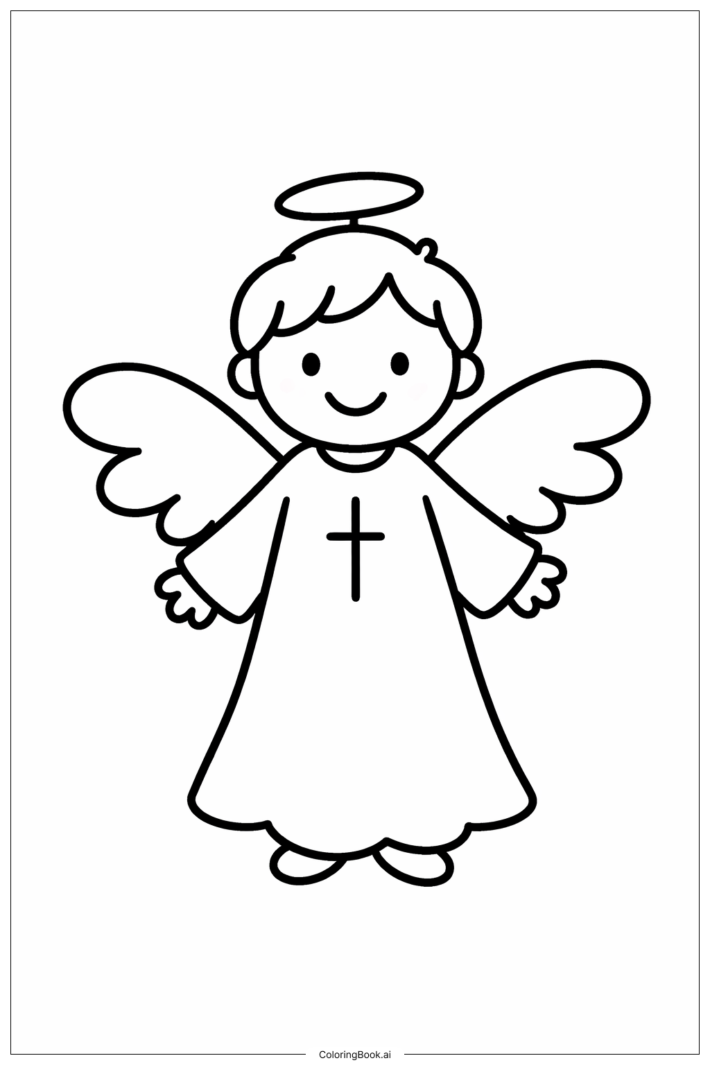 Page de coloriage Ange Chrétien Sourire