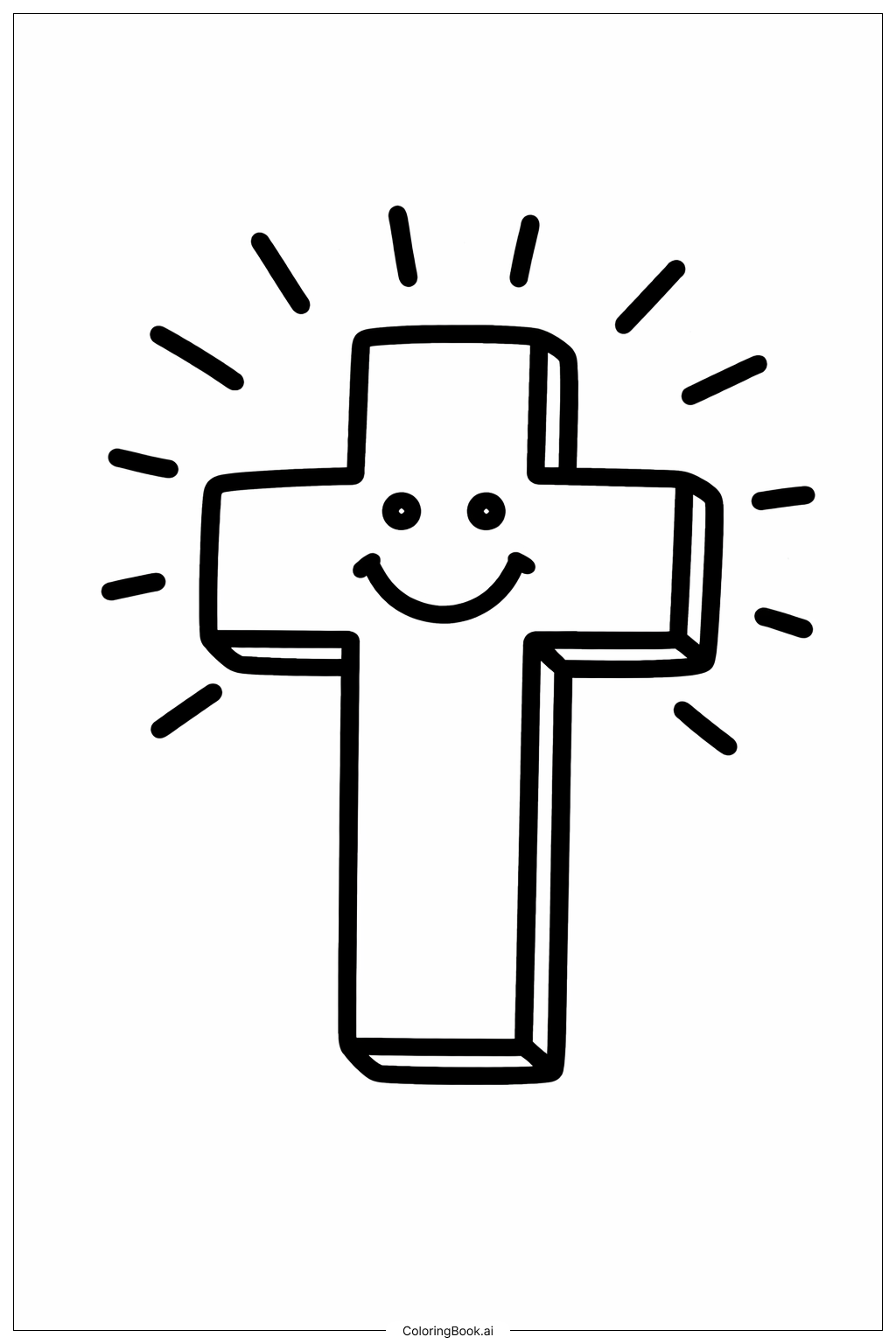 Page de coloriage Croix Chrétienne Souriante