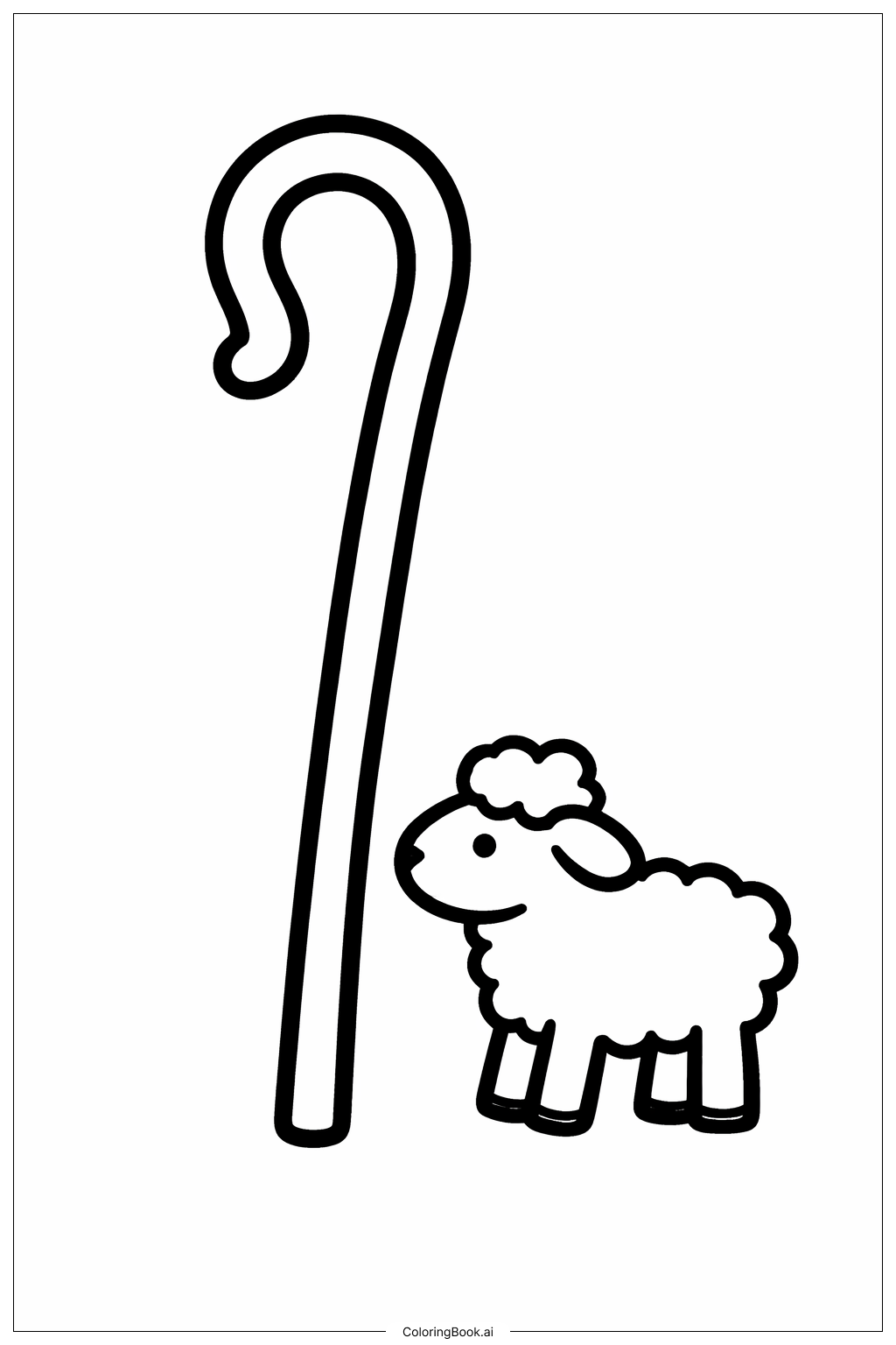 Page de coloriage Bâton Chrétien et Agneau