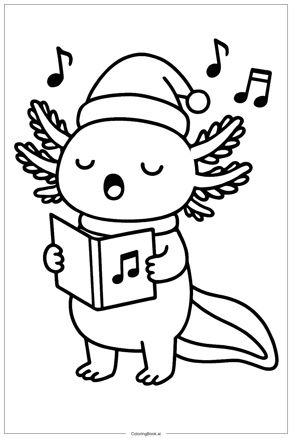  크리스마스 악솔로틀 색칠공부 페이지 