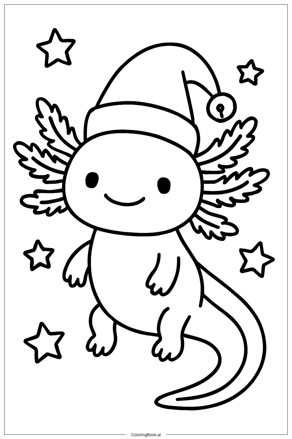  クリスマスアホロートルの塗り絵ページ 