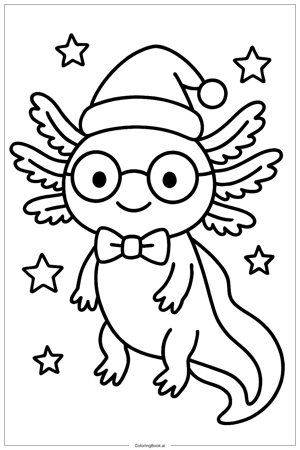  圣诞腊肠鱼填色页 