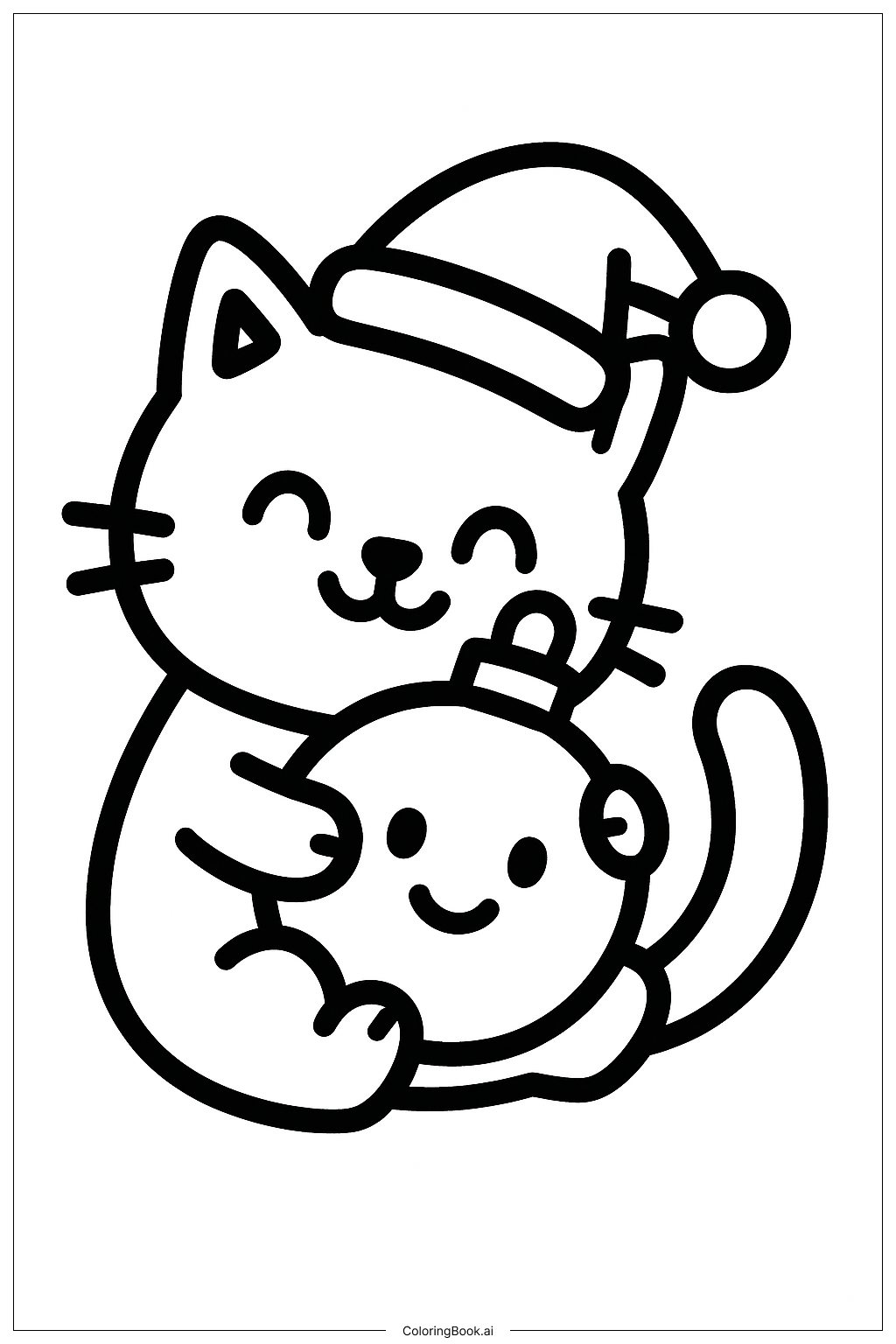 Christmas Cat Coloring Page