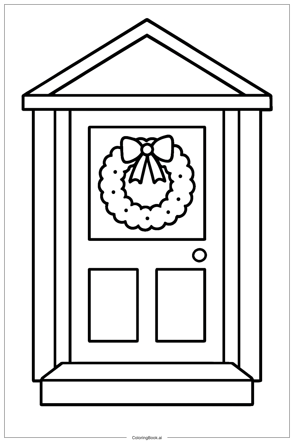  Christmas Door With Wreath Coloring Page 