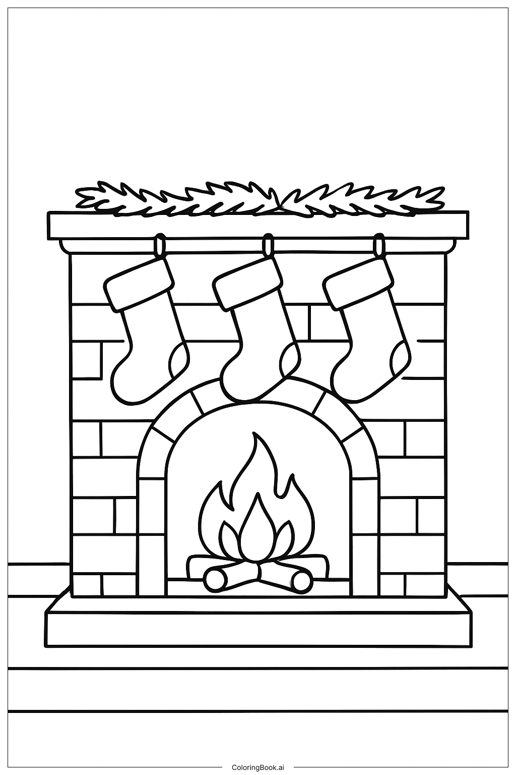  Christmas Fireplace With Stockings Coloring Page 