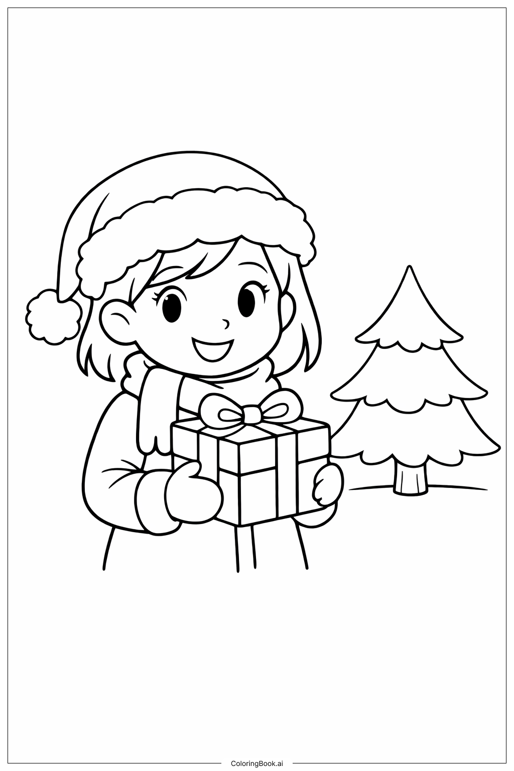  クリスマスギフトキャラクターの塗り絵ページ 