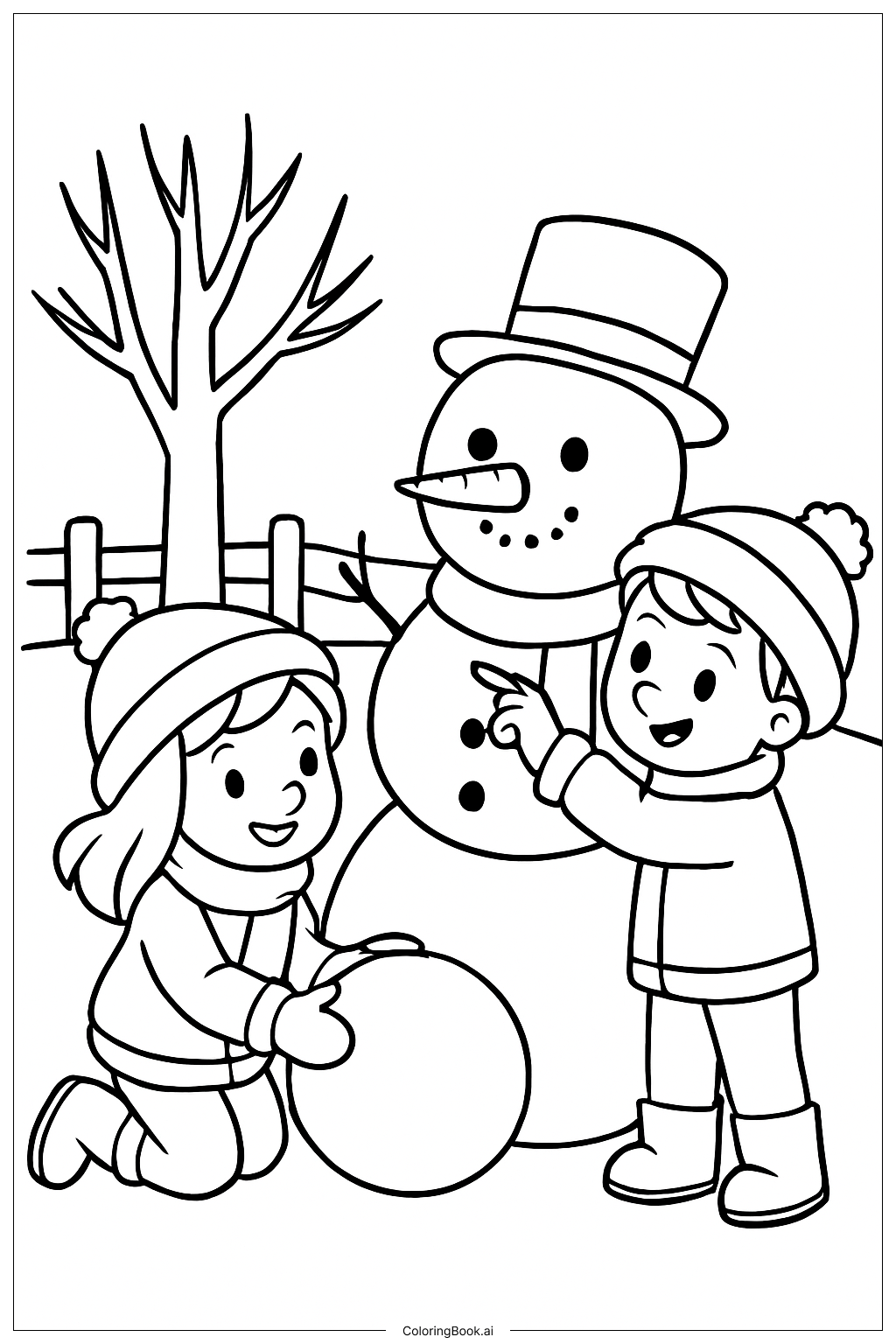 聖誕節小朋友堆雪人