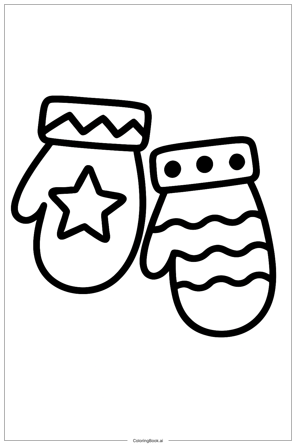  聖誕節連指手套著色頁 