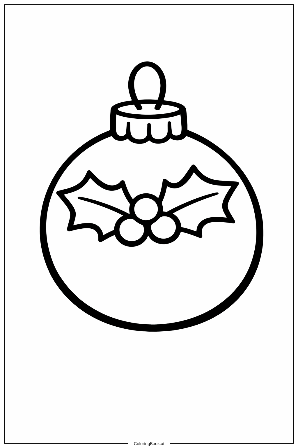 Page de coloriage Décoration de Noël Brindille de Houx