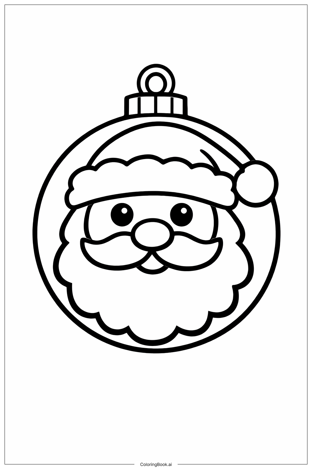 Page de coloriage Décoration de Noël Visage du Père Noël