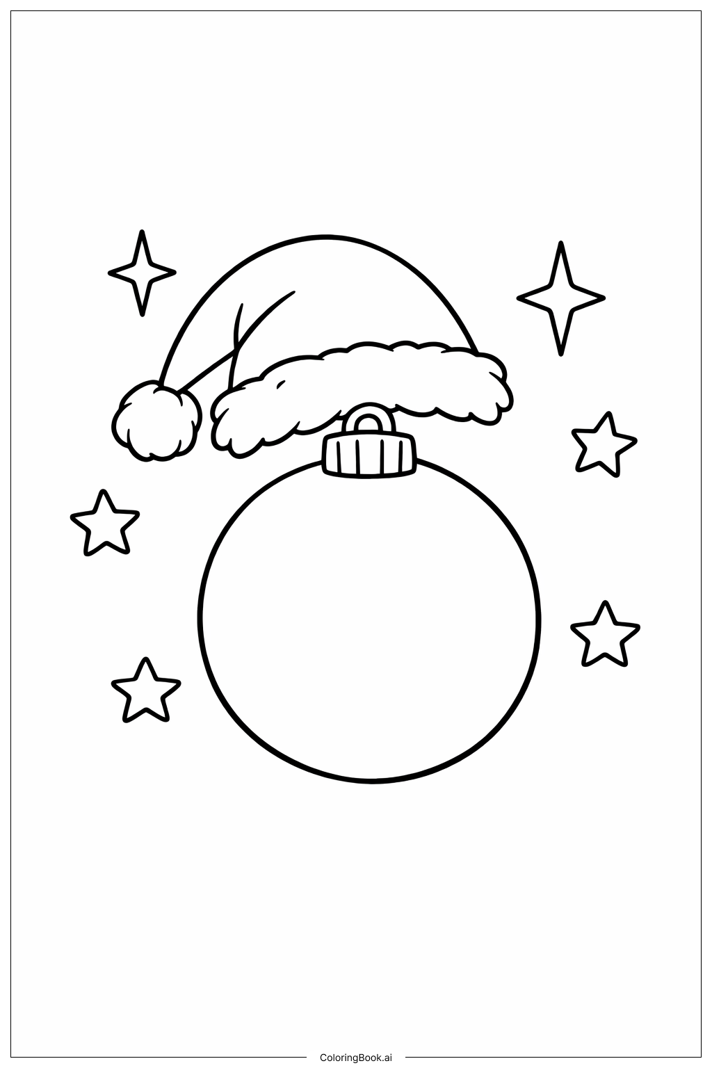 Page de coloriage Décoration de Noël Chapeau de Père Noël