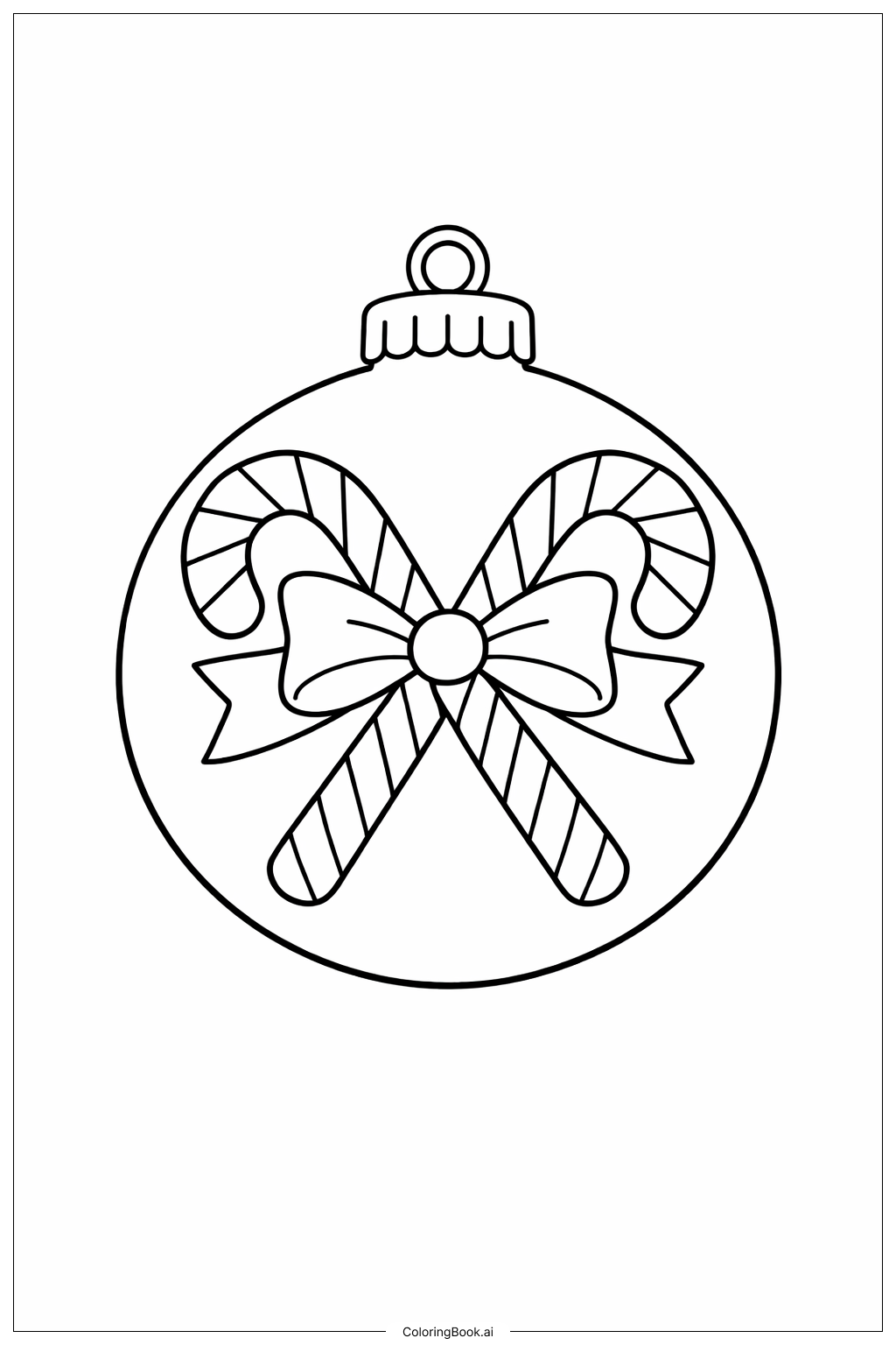 Page de coloriage Ornement de Noël avec des cannes en sucre d'orge