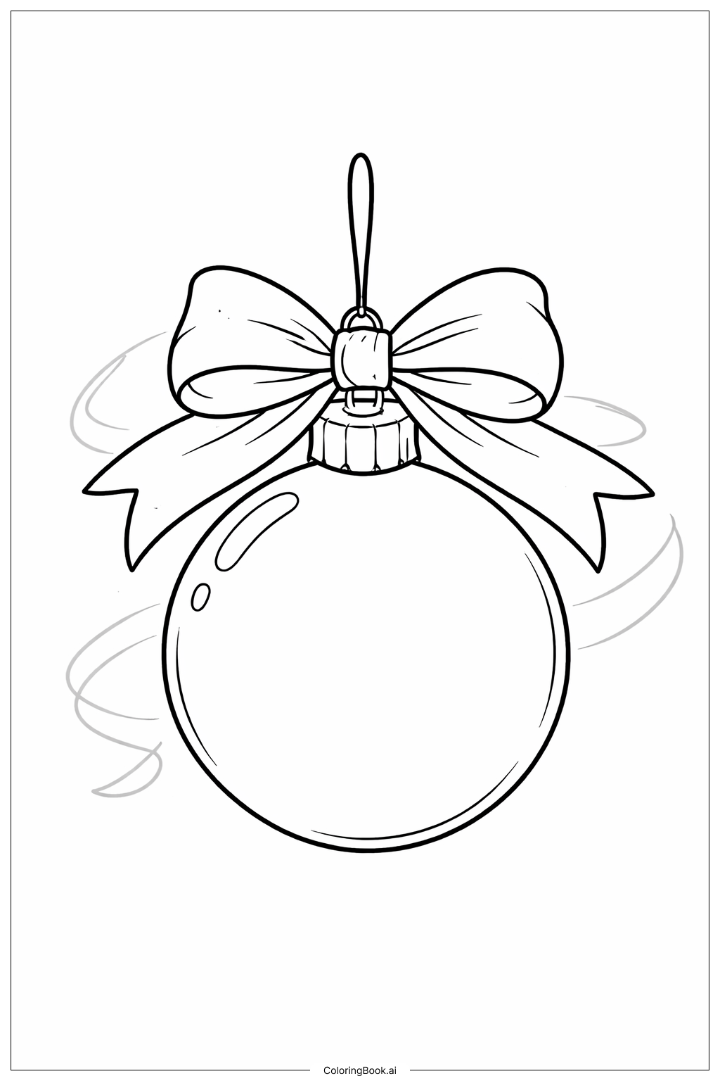 Page de coloriage Décoration de Noël avec nœud en ruban