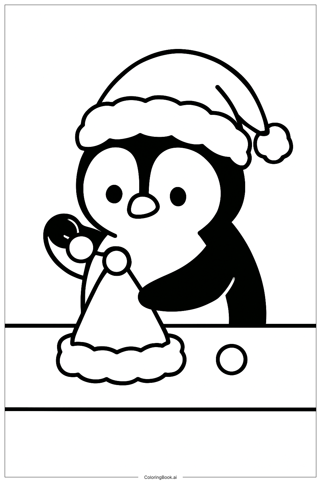  Trang tô màu Chim Cánh Cụt Giáng Sinh Trang Trí Mũ 