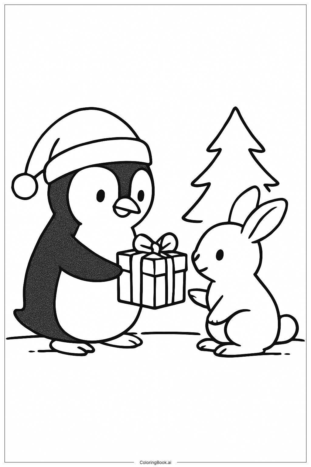  Weihnachtspinguin Ausmalseite 