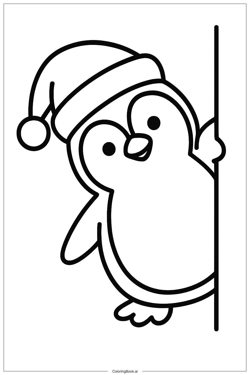  Weihnachtspinguin, der hervorlugt Ausmalseite 