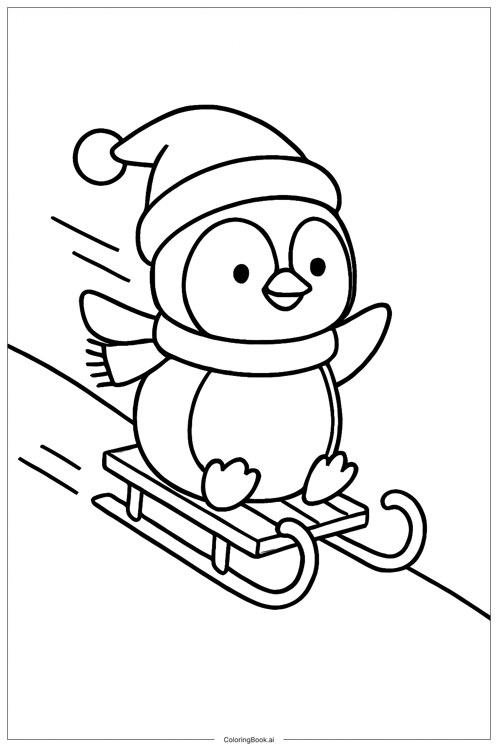 Christmas Penguin Coloring Page 