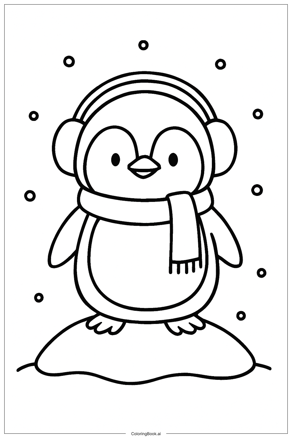  Weihnachtspinguin mit Ohrenschützern Ausmalseite 