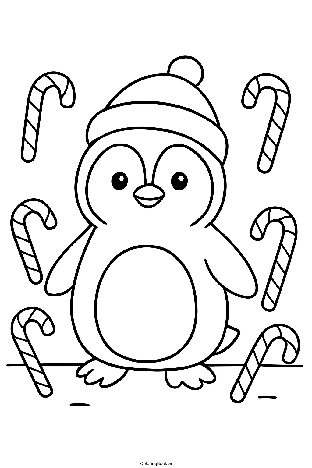  圣诞企鹅填色页 