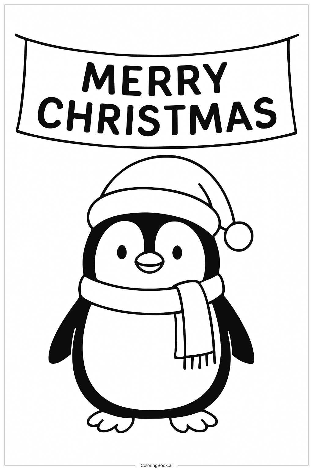 Christmas Penguin Coloring Page 