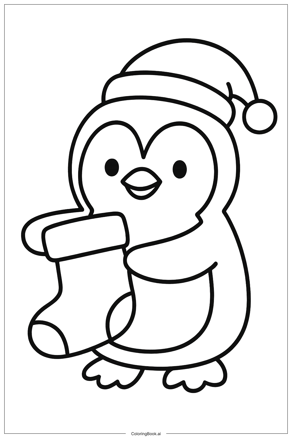  クリスマスペンギンの塗り絵ページ 