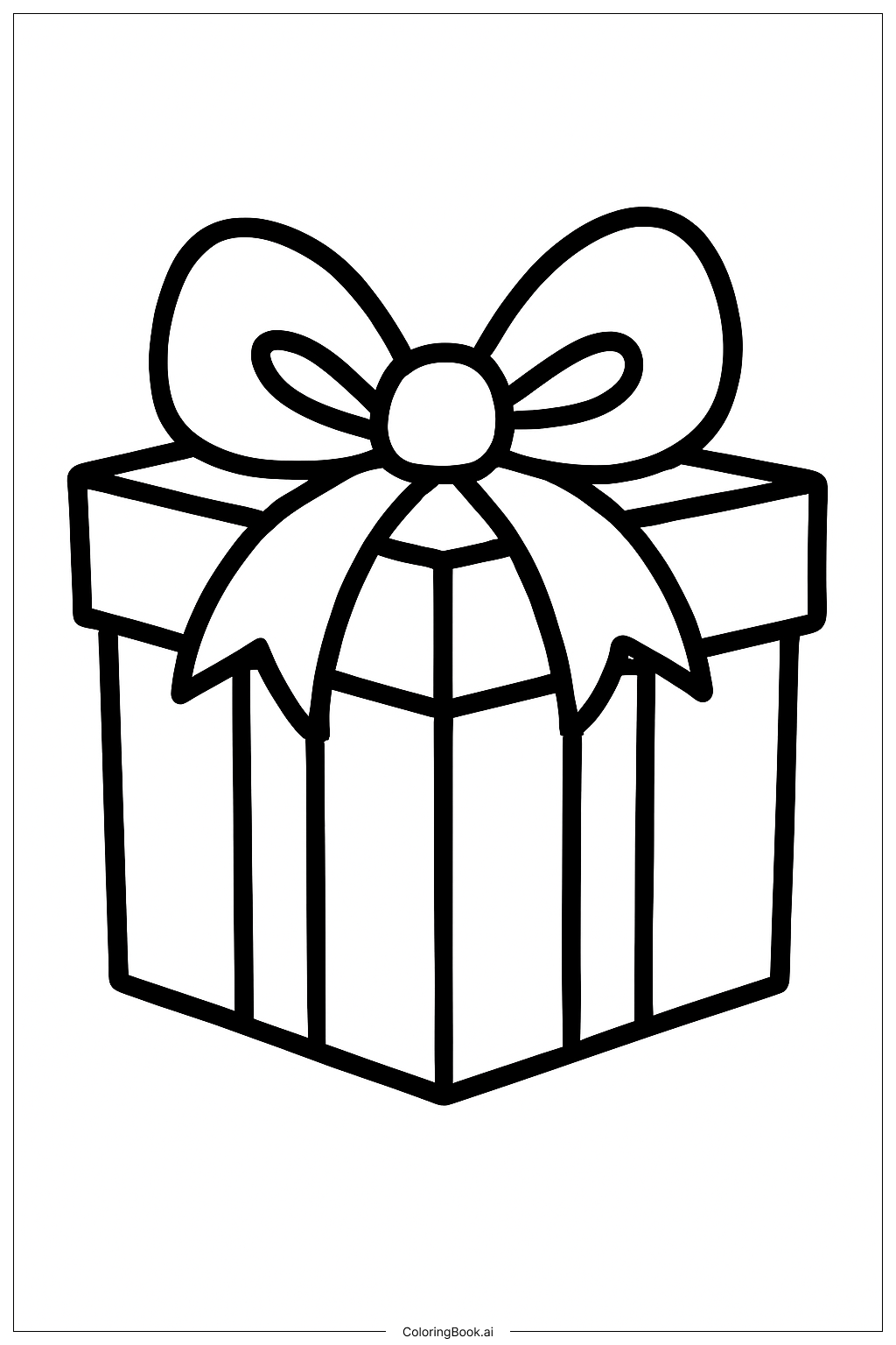  Christmas Present With Bow Coloring Page 