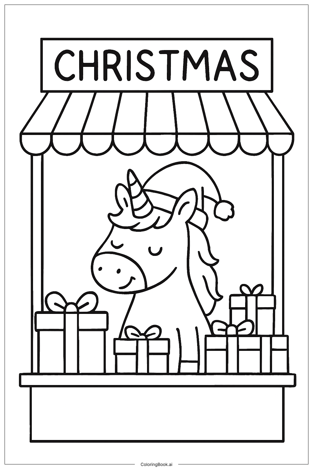 Christmas Unicorn At Winter Market