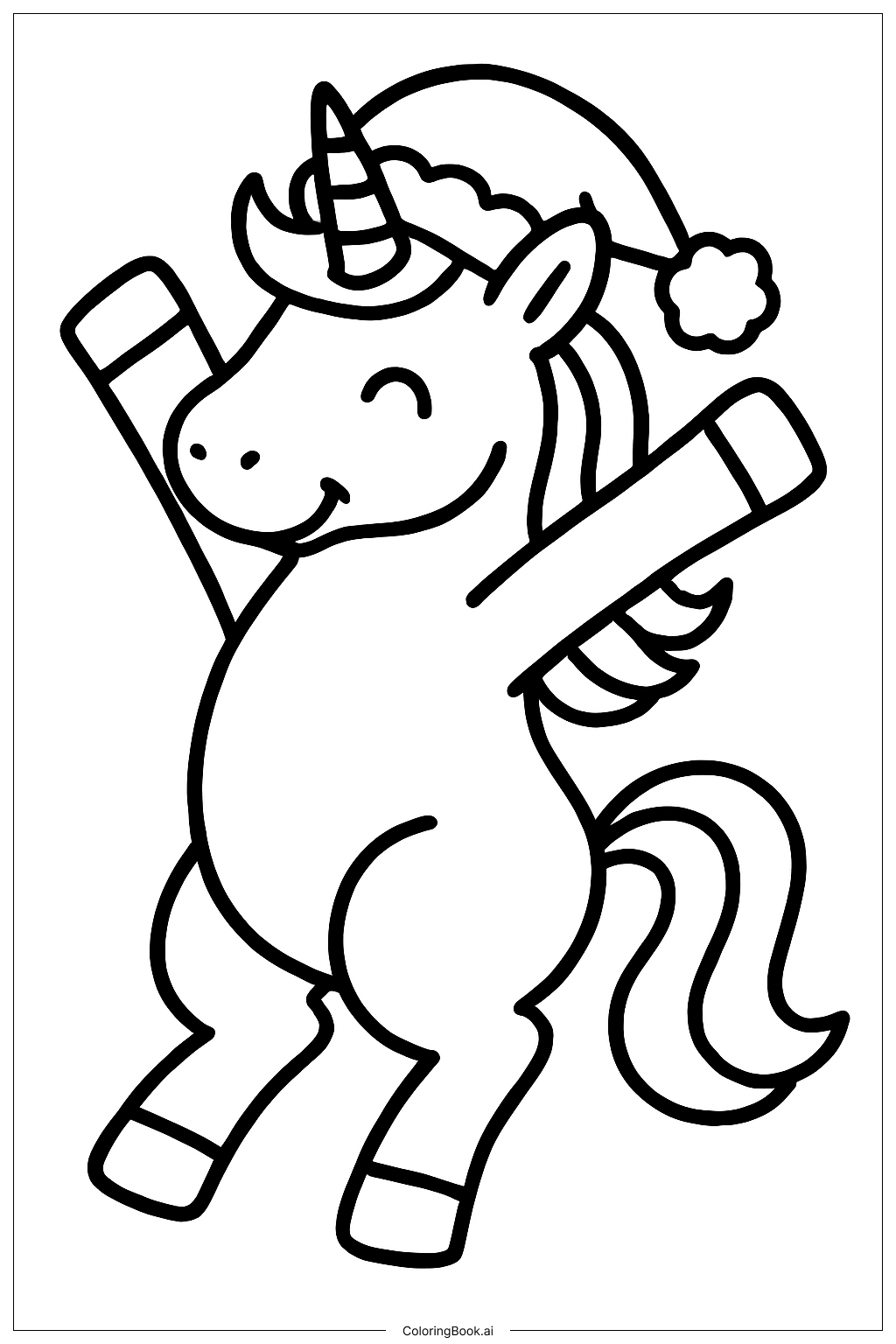  Christmas Unicorn Jumping Coloring Page 