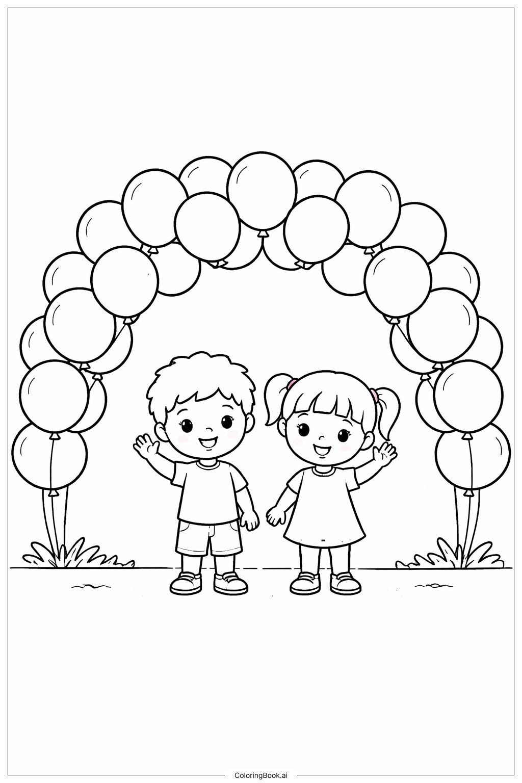  五·五气球拱门填色页 