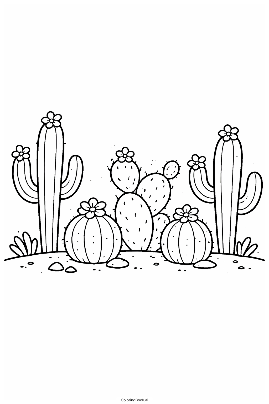  五·五月仙人掌花园填色页 