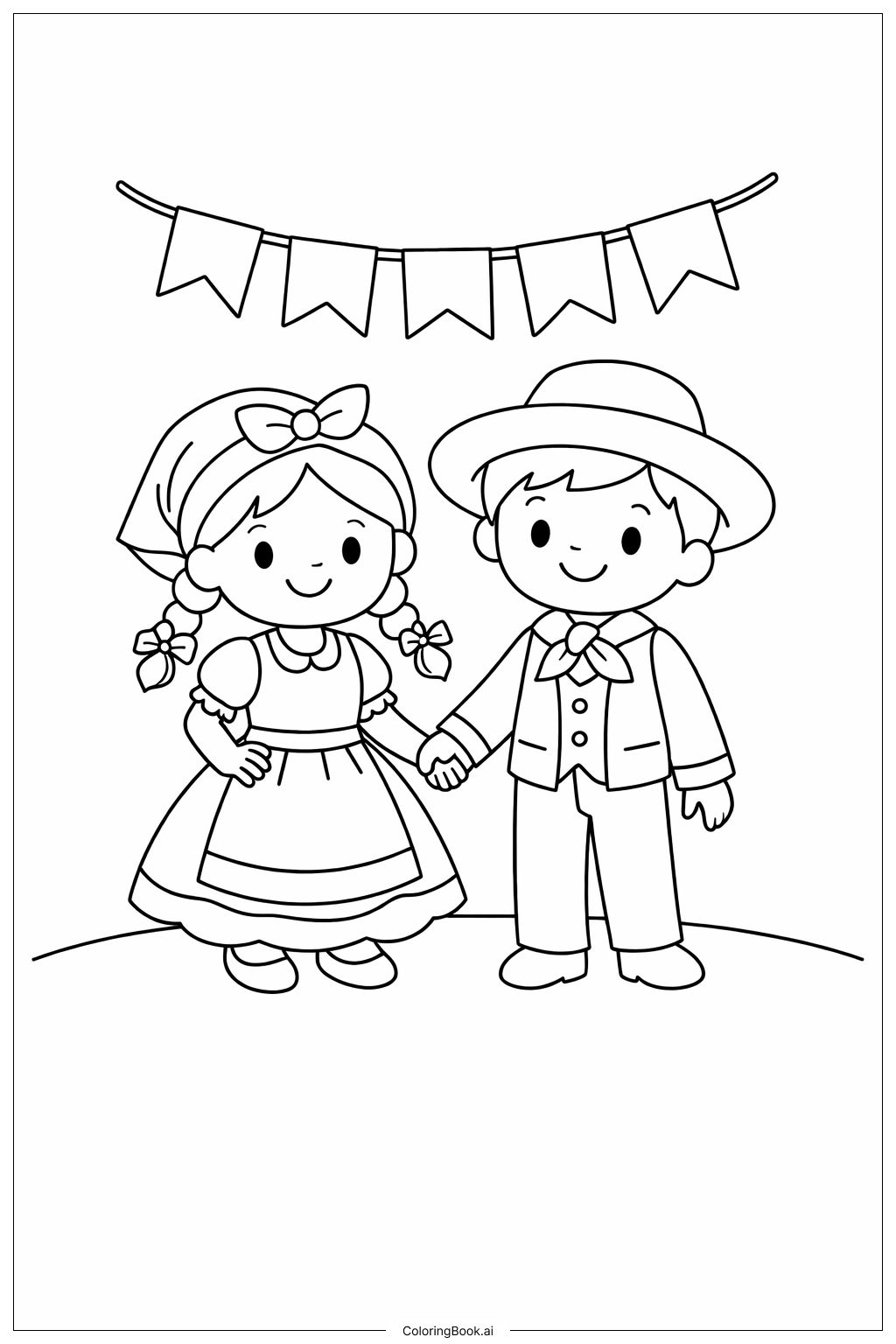  신코 데 마요 댄스 커플 색칠공부 페이지 